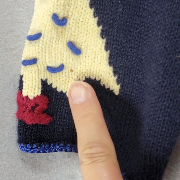 Vintage Christmas Cardigan Sweater Womens L 3D Hand Embroidered Trees Buttons - Picture 7 of 15